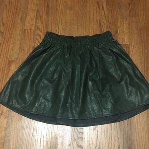 🍋 Vegan Leather Dark Green A-line mini-skirt 🍋